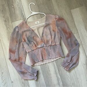 Wilfred Romantic Blouse genoa watercolor wrap crop womens Purple (small)